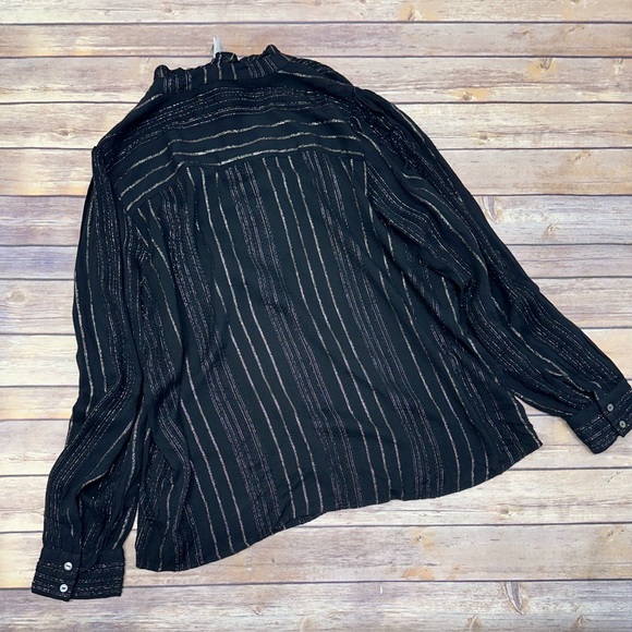 Velvet by Graham & Spencer Lolita Boho Top Black Ruffle Collar XL - Picture 3 of 6